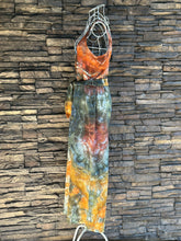 Load image into Gallery viewer, Women’s XS (can fit a small, too) Geode Button Front Jumpsuit with Tie in ‘Nutmeg &amp; Marine’
