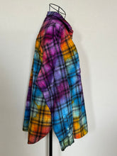 Load image into Gallery viewer, Women’s Medium Upcycled Rainbow Spiral Flannel Shirt
