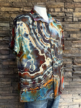 Load image into Gallery viewer, Custom Reverse Geode Button Up Shirt in ‘Midnight Jasper’ for Gena
