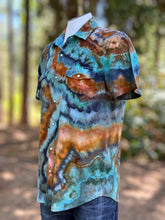 Load image into Gallery viewer, Men’s Small Lucky Brand Geode Pearl Snap Button Up Shirt in ‘Boulder Turquoise’
