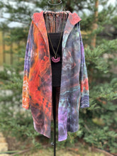 Load image into Gallery viewer, Women’s Small (fits like a medium) Geode Hooded Sweatshirt Cardigan ‘Sunset Bliss’
