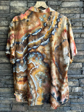 Load image into Gallery viewer, Men’s XL 100% Rayon Geode Button Up Short Sleeved Shirt in ‘Turkey Tail Mushroom’
