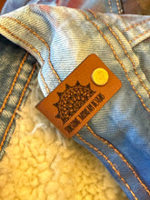 Load image into Gallery viewer, Women’s XXL Upcycled Sherpa Lined Denim Jacket in ‘Bird Song’
