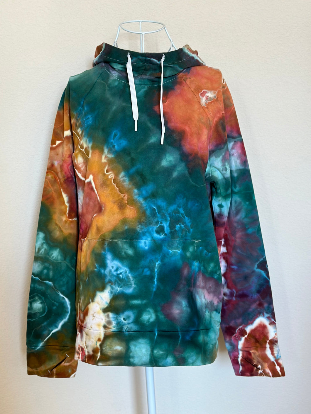 Unisex Small Geode Thumbhole Hoodie in ‘Rainbow Sherbet’