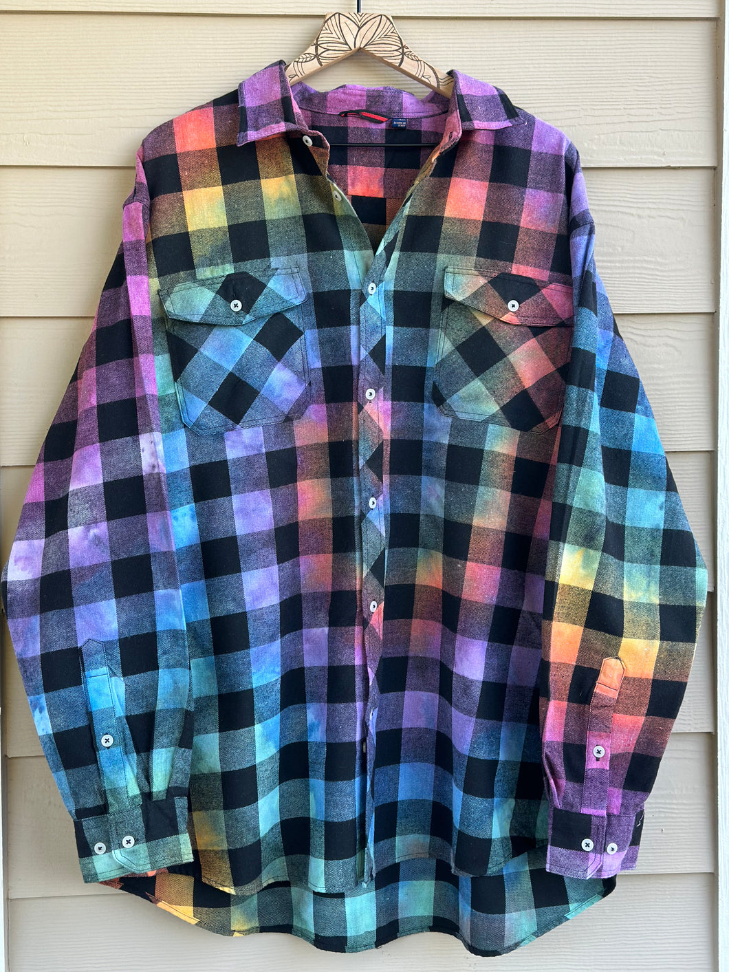 Custom Rainbow Spiral Flannel Shirt for Kori