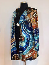 Load image into Gallery viewer, Women’s XL Reverse Geode Hooded Cardigan with Pockets in ‘Azurite’
