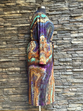 Load image into Gallery viewer, Women’s XL Reverse Geode Bamboo Viscose Long Sleeved Robe in ‘Dark Star’
