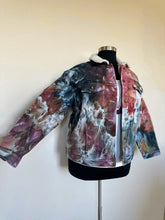 Load image into Gallery viewer, Women’s XL Ice Dyed Boyfriend Sherpa Lined Denim Jacket in ‘Pinot Sage’
