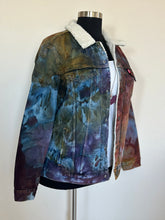 Load image into Gallery viewer, Custom Ice Dyed Upcycled Levi’s Sherpa Lined Jacket in ‘Rustic Rainbow’ for Meredith
