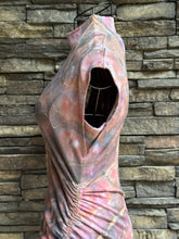 Load image into Gallery viewer, Women’s Small Geode Mockneck Bodycon Maxi Dress with Side Ruching in ‘Smoke &amp; Roses’
