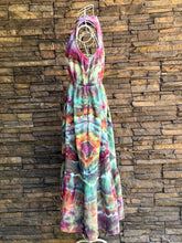 Load image into Gallery viewer, Women’s XS 0-2 (runs large, fits closer to a Small) 100% Cotton Tiered Halter Midi Dress with Pockets in ‘Cosmic Eyes’
