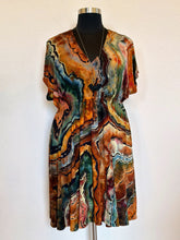 Load image into Gallery viewer, Women’s 1X Reverse Geode Surplice Dress in ‘Autumn Breeze’
