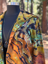 Load image into Gallery viewer, Custom Reverse Geode Hooded Cardigan in ‘Gold Dust’ for Sherry
