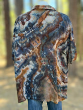 Load image into Gallery viewer, Men’s 2XL 100% Rayon Geode Button Up Short Sleeved Shirt in ‘Turkey Tail Mushroom’
