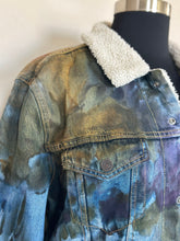 Load image into Gallery viewer, Custom Ice Dyed Upcycled Levi’s Sherpa Lined Jacket in ‘Rustic Rainbow’ for Meredith
