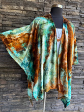 Load image into Gallery viewer, Women’s One Size (fits large-3X best) Hand-sewn Geode Bamboo Velour Duster Kimono in ‘Boulder Turquoise’
