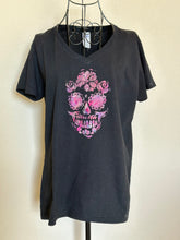 Load image into Gallery viewer, Women’s Large Sugar Skull V-Neck T-Shirt
