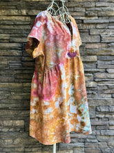 Load image into Gallery viewer, Women’s Medium Linen/Rayon Geode Short Sleeve Babydoll Dress with Pockets in ‘Desert Bloom’
