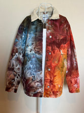 Load image into Gallery viewer, Custom Sherpa Lined Denim Jacket in ‘Rustic Rainbow’ for Eddie
