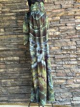 Load image into Gallery viewer, Women’s Medium (could fit a large too) Geode 100% Rayon Flowy Wide-Leg Tiered Pants with Tie Front in ‘Moss Agate’
