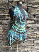 Load image into Gallery viewer, Women’s Large Hand-Sewn ‘Mantra’ Halter Style Flowy Asymmetrical Tank Top in ‘Dark Enchantment’
