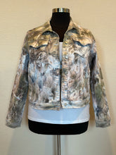 Load image into Gallery viewer, Custom Ice Dyed Denim Jacket in ‘Pewter’ for Pamela
