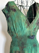 Load image into Gallery viewer, Women’s Medium Reverse Dyed Waist-Defined Shirred Jumpsuit with Pockets in ‘Evergreen’
