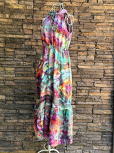 Load image into Gallery viewer, Women’s XS 0-2 (runs large, fits closer to a Small) 100% Cotton Tiered Halter Midi Dress with Pockets in ‘Cosmic Eyes’
