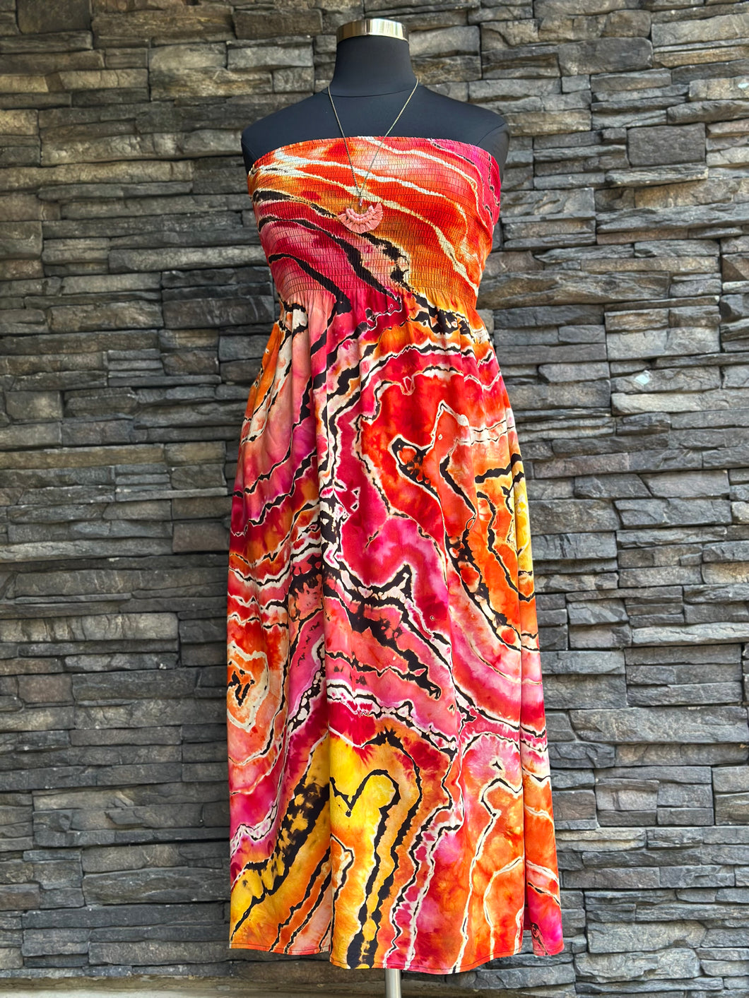 Custom Reverse Geode Strapless Maxi Dress in ‘Sherbet’ for Lacy