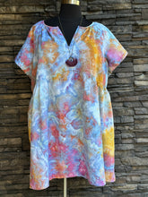 Load image into Gallery viewer, Women’s 3X Geode Linen/Rayon Short Sleeve Babydoll Dress with Pockets in ‘Bird Song’
