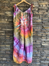 Load image into Gallery viewer, Women’s Large Crinkle Cotton Gauze Jumpsuit with Tie Shoulder Straps and Pockets in ‘Gypsy Spirit’ Spiral
