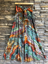 Load image into Gallery viewer, Women’s Small/Medium Geode Rayon Tiered Palazzo Pants with Tie in ‘Rooster’
