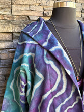 Load image into Gallery viewer, Custom Reverse Geode Hooded Sweatshirt Cardigan in ‘Mermaid Tail’ for Alisa
