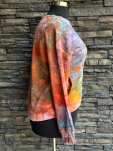 Load image into Gallery viewer, Women’s XL Heart Pullover Sweatshirt with Pockets &amp; Thumbholes in ‘Rustic Rainbow’
