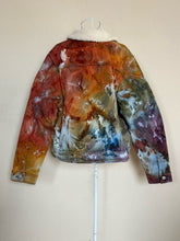 Load image into Gallery viewer, Women’s XL Upcycled Sherpa Lined Denim Jacket in ‘Rustic Rainbow’
