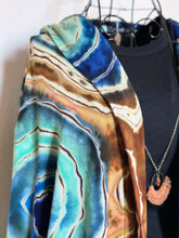 Load image into Gallery viewer, Custom Reverse Geode Hooded Cardigan in ‘Azurite’ for Becky
