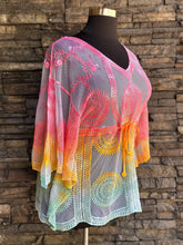 Load image into Gallery viewer, Women’s One Size (fits M-XL best) Lace Kimono-Style Poncho with Drawstring Waist in ‘Cotton Candy Skies’
