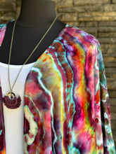 Load image into Gallery viewer, Women’s Medium-3X Geode Asymmetrical Rayon Kimono with Lace Back &amp; Tassel Hem in ‘Cosmic Eyes’
