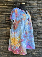 Load image into Gallery viewer, Women’s 3X Geode Linen/Rayon Short Sleeve Babydoll Dress with Pockets in ‘Bird Song’
