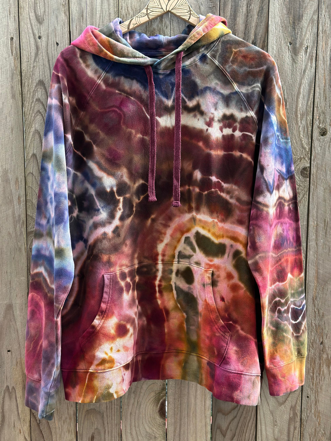 Men’s  XL 100% Cotton Geode Hoodie in ‘Rustic Rainbow’