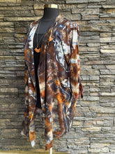 Load image into Gallery viewer, Women’s Large 100% Rayon Geode Open Front Dolman Drape Jacket with 3/4 Sleeves in ‘Turkey Tail Mushroom’
