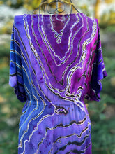 Load image into Gallery viewer, Custom Reverse Geode Surplice Maxi Dress in ‘Purple Haze’ for Mary
