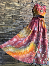 Load image into Gallery viewer, *DISCOUNTED* (due to mended damage on strap) Women’s Small Geode Tie-Waist Midi Skirt &amp; Cropped Bralette Tank Top Set in ‘Rustic Rainbow’
