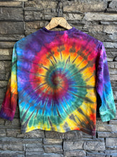 Load image into Gallery viewer, Youth Small (6/7) Oversized Long-Sleeve Pocket T-Shirt in Rainbow Spiral

