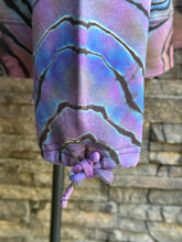 Load image into Gallery viewer, Women’s Small (runs big—fits like a M/L) Reverse Geode V-Neck Pullover Sweatshirt with Tie Sleeve Cuffs in ‘Abalone’
