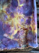 Load image into Gallery viewer, Custom Distressed Denim Mini Skirt in ‘Sugar Plum’ for Kimmie
