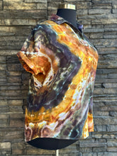 Load image into Gallery viewer, Women’s Medium (Oversized fit—more like an XL) Upcycled ‘Soft Surroundings’ Button Up Short Sleeve Cotton Gauze Blouse in ‘Golden Hour’
