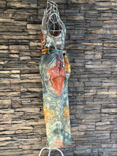 Load image into Gallery viewer, Women’s XS (can fit a small, too) Geode Button Front Jumpsuit with Tie in ‘Nutmeg &amp; Marine’

