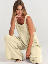 Load image into Gallery viewer, Women’s XXL Geode Wide-Leg Linen/Rayon Overalls in ‘Moss Agate’
