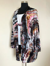 Load image into Gallery viewer, Women&#39;s 2X Geode Bell Sleeve Kimono with Pockets in &#39;Pinot Sage&#39;
